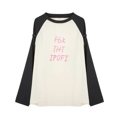 カットアウト ロンT レディース 韓国 ファッション ロゴ グラフィック ビッグシルエット ラグラン ロングTシャツ