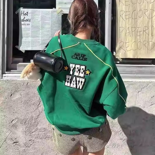 ロゴ トレーナー レディース 韓国 ファッション ナンバー ロゴ ライン オーバーサイズ スウェットシャツ