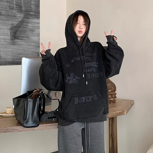 パーカー レディース メッセージ プリント プルオーバー 韓国 ファッション ヴィンテージ加工 フーディ トップス
