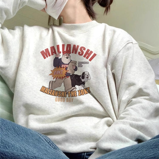 キャラプリント スウェット トレーナー レディース 韓国 ファッショントップス オーバーサイズ かわいい スウェットシャツ