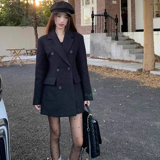 ジャケットコート ダブルボタン レディース 韓国 ファッション キルティング ミドル丈 コート