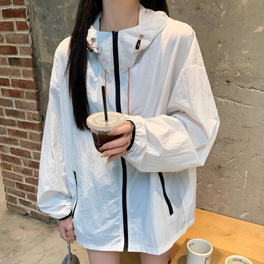 ナイロン ジャケット レディース ウィンドブレーカー 韓国 ファッション ナイロンパーカー オーバーサイズ フーディ 秋 アウター