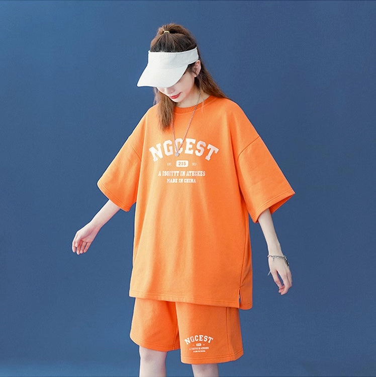 セットアップ レディース Tシャツ ハーフパンツ 上下セット スポーツウェア 韓国 ファッション ビッグシルエット ジャージセット