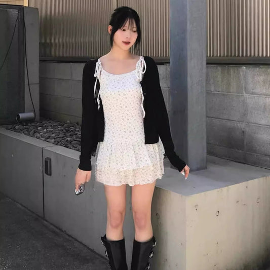 キャミ ワンピース チュニック レディース 韓国 ファッション 花柄 プリント フリル チュール ミニワンピース レイヤード リボン 切り替え ガーリー 夏