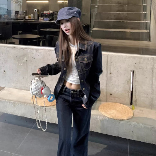 デニム セットアップ レディース インディゴデニム 韓国 ファッション タイト Gジャン フレア デニムパンツ セット