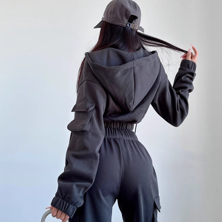 スウェット セットアップ レディース パーカー パンツ 上下セット 韓国 ファッション クロップド パーカー おしゃれジャージ サイドポケット