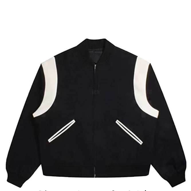 オーバーサイズ ブルゾン レディース 韓国 ファッション ビッグシルエット カラーブロック スタジャン