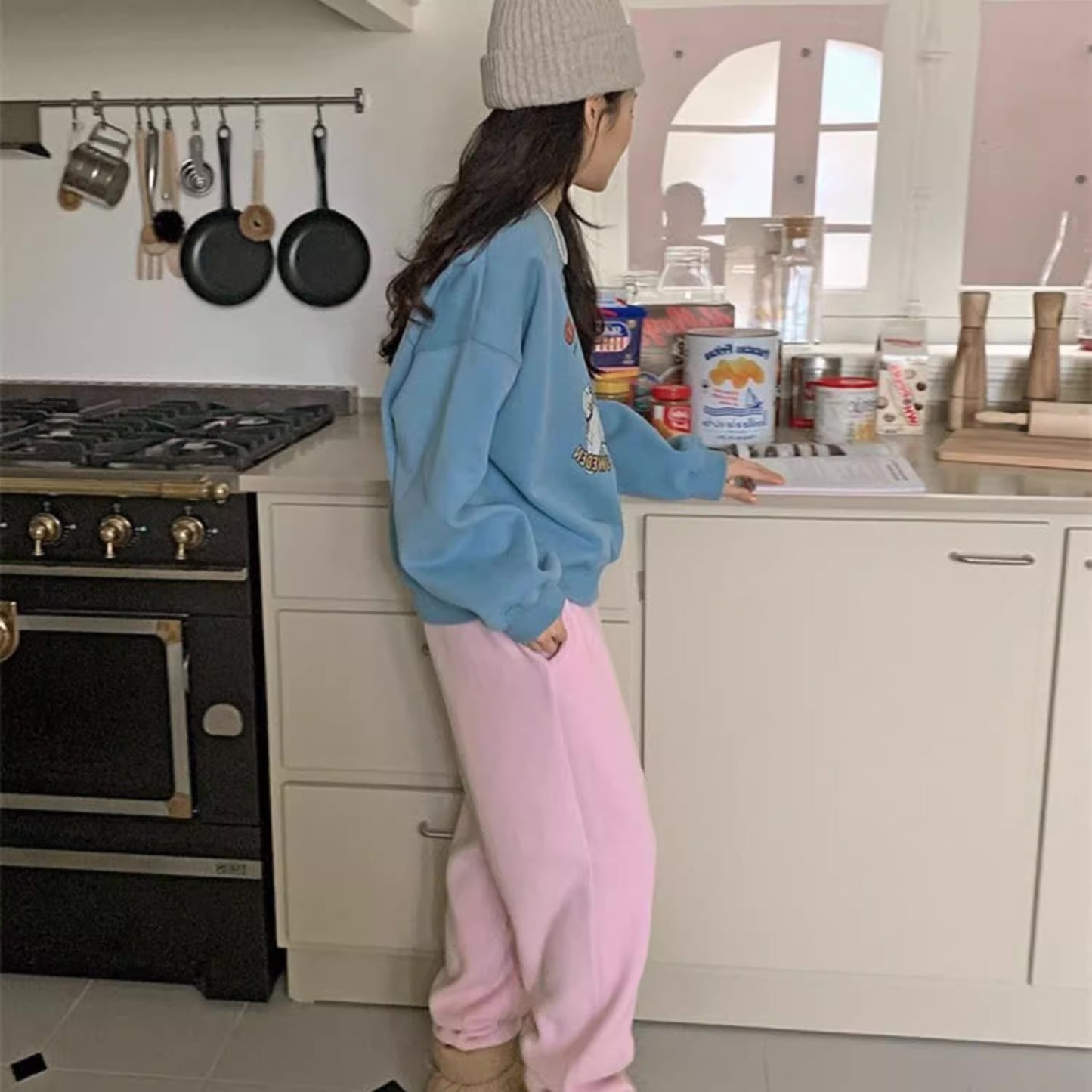 トレーナー レディース キャラクター プリント 韓国 ファッション アメリカン レトロ かわいい オーバーサイズ スウェット