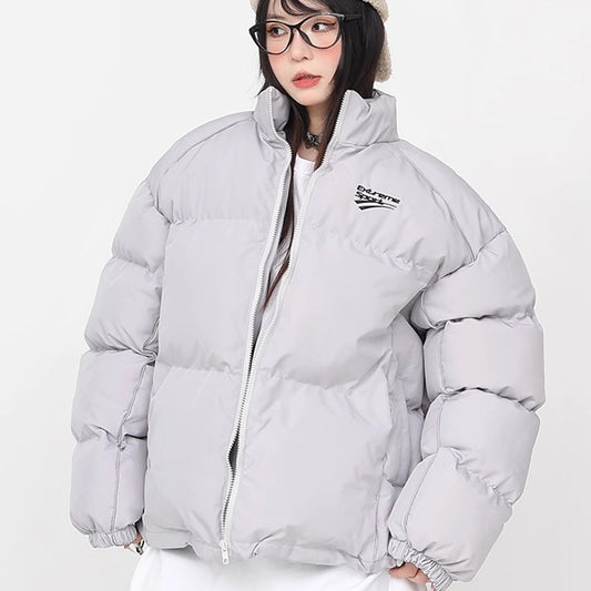 エコ ダウンジャケット レディース 韓国 アウター ロゴ ライン 中綿 ボリューム ジャケット オーバーサイズ 冬 ストリート