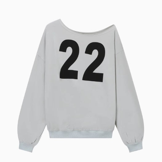 ワンショル トレーナー レディース 韓国 ファッション ナンバープリント ラグラン オーバーサイズ スウェット ロングtシャツ