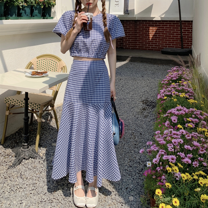 チェック セットアップ レディース ワンピース 韓国 クロップド チェック セットアップ レディース ワンピース 韓国 クロップド