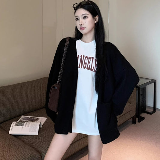 ニットカーディガン レディース 韓国 ファッション オーバーサイズ ボタン カーディガン