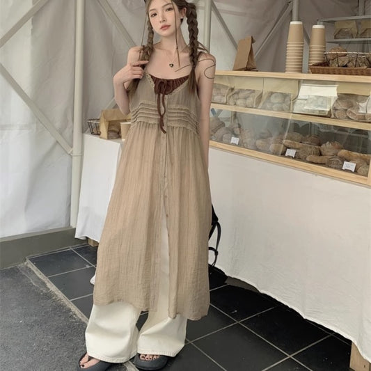 シースルー ジレ チュニック レディース 韓国 ファッション シアーメッシュ シフォン ノースリーブジレ