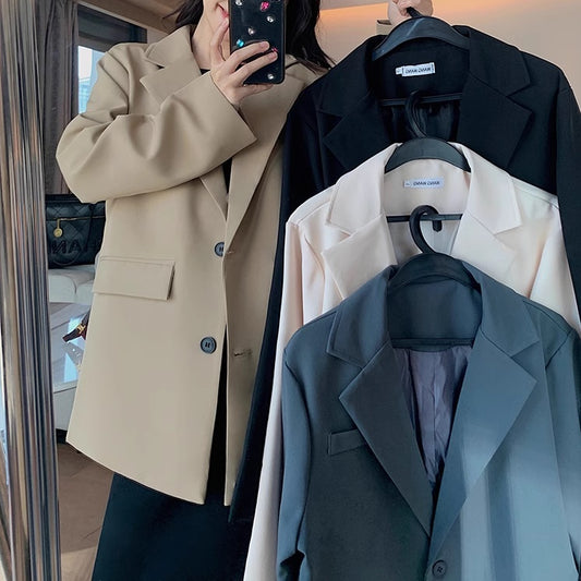 テーラード ジャケット レディース 韓国 ファッション お呼ばれ フォーマル シングル オーバーサイズ ジャケット