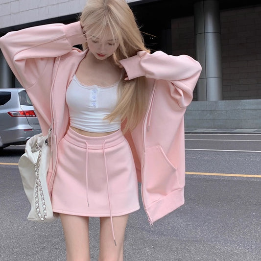 スウェット セットアップ レディース 韓国 ファッション ミニスカート オーバーサイズ パーカー 上下セット