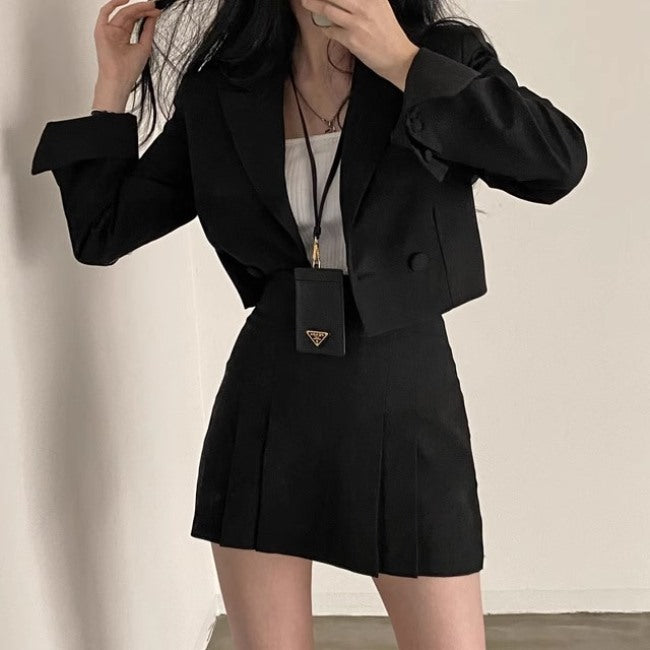 クロップド ジャケット セットアップ レディース 韓国 ファッション