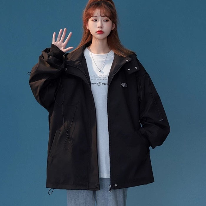 マウンテンパーカー レディース 韓国 ファッション オーバーサイズ ナイロンジャケット パーカー 秋冬アウター スポーティ