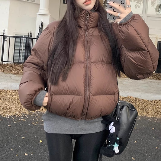 ショート エコダウン ジャケット レディース 韓国 ファッション クロップド丈 中綿 パデット ジャケット