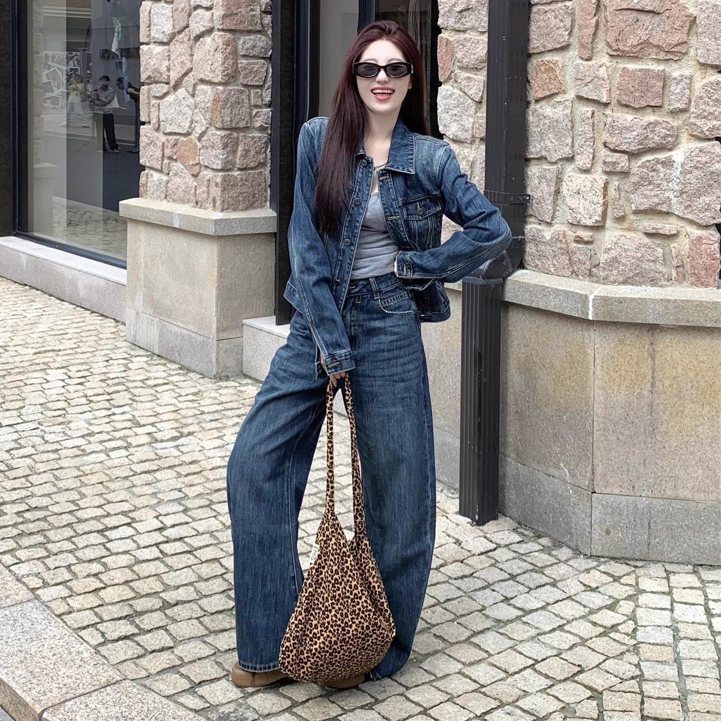 デニム セットアップ レディース 韓国 ファッション ジャケット デニムパンツ ダメージ加工 上下セット