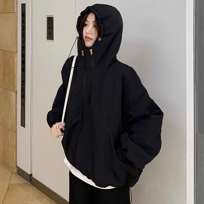 エコダウン マウンテン パーカー ジャケット レディース 韓国 アウター ファッション オーバーサイズ ジップアップ 中綿 ジャケット