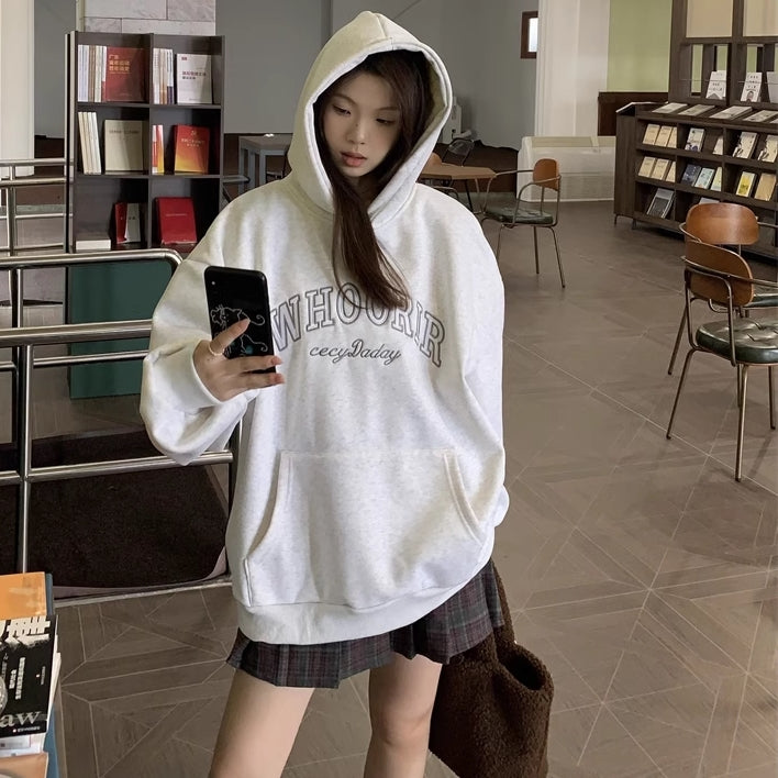 ロゴ パーカー レディース 裏起毛 韓国 ファッション 冬 トップス ビッグシルエット オーバーサイズ プルオーバー フーディ