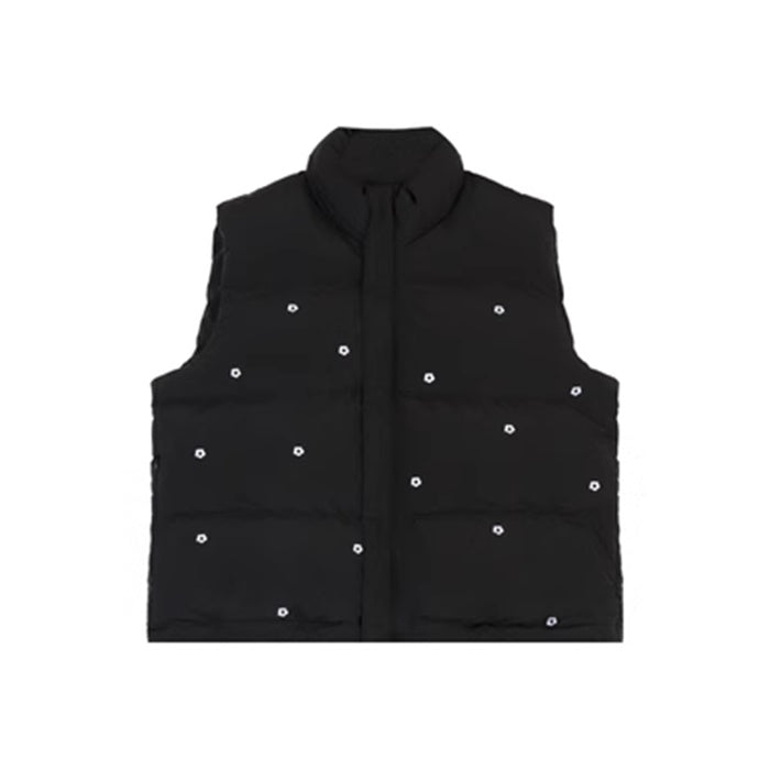 小花柄 エコダウンベスト レディース 韓国 ファッション 中綿 パデッド ボリューム ダウンベスト