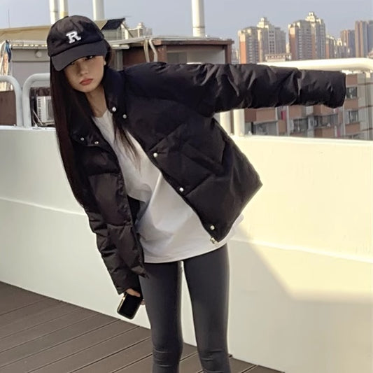 中綿 パデット ジャケット レディース 韓国 ファッション エコダウンジャケット ハイネック 軽量 ジップジャケット 冬アウター ミディ丈