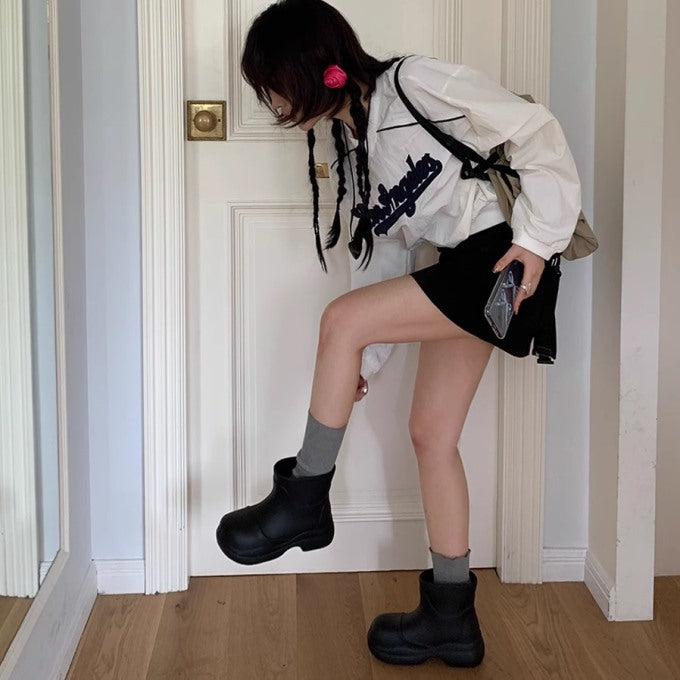 クロップド ベースボールシャツ ナイロン トレーナー レディース 韓国 ファッション ロゴ パイピング スポーティー アメカジ トップス