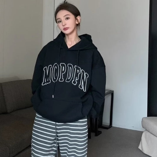 ロゴ パーカー レディース 韓国 ファッション プルオーバー スウェット フーディー 秋冬 トップス オーバーサイズ シルエット