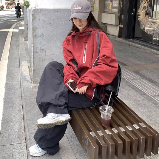 ナイロン ジャケット レディース アウター 韓国 ファッション 秋 オーバーサイズ ジップジャケット