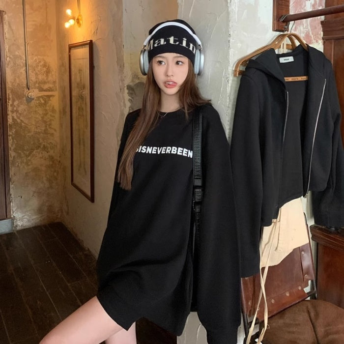 オーバーサイズ ロゴ トレーナー スウェット レディース 韓国 ファッション ロゴ プリント スウェットシャツ
