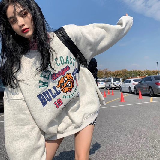 ロゴ ビッグ トレーナー レディース 韓国 ファッション ビッグシルエット ロゴプリント スウェット トップス 秋冬