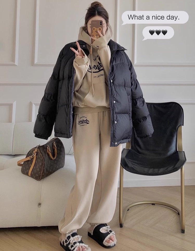 スウェット セットアップ レディース 韓国 ファッション プルオーバーパーカー ジョガーパンツ ロゴ プリント 上下2点セット