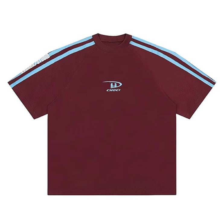 ライン Tシャツ レディース 韓国 ファッション オーバーサイズ T 肩ライン ロゴ スポーティー