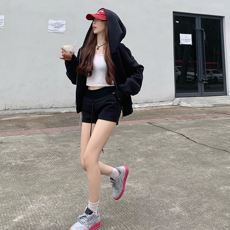 スウェット パーカー セットアップ レディース 韓国 ファッション ショートパンツ ジップ パーカー 上下セット