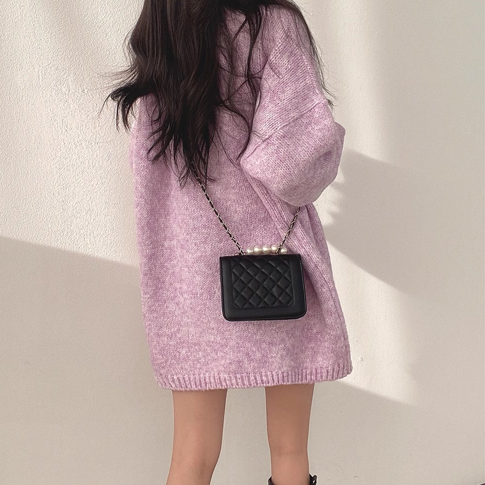 オーバーサイズ ニット ワンピース レディース 韓国 ファッション vネック ビッグニット ミニワンピース