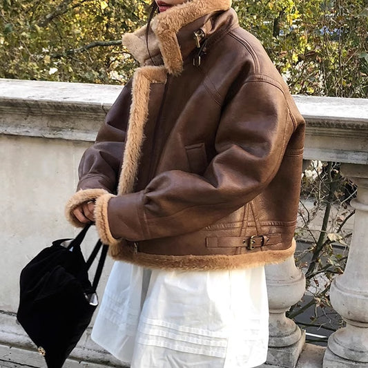 フェイクレザー ジャケット レディース 韓国 ファッション 内ボア 防寒 冬 アウター