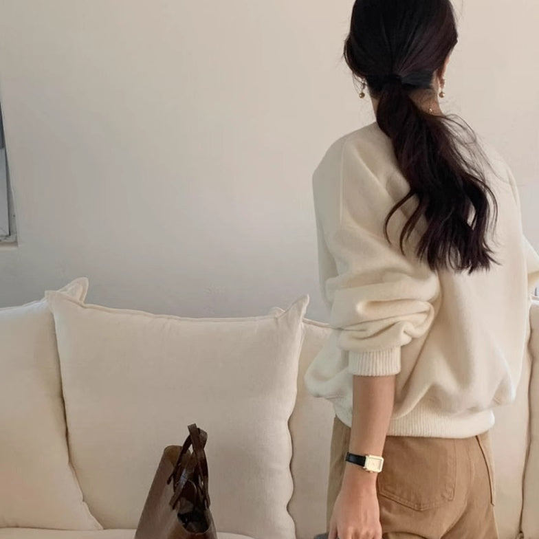 ロゴ ニット トレーナー レディース 韓国 ファッション クルーネック ふわふわ生地 ニットトレーナー トップス