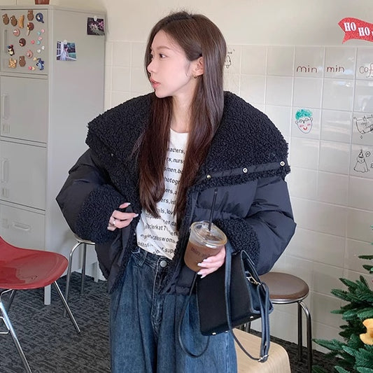 リバーシブル ボアジャケット レディース 韓国 ファッション  2way 中綿 ナイロン ボア 裏表 アウター