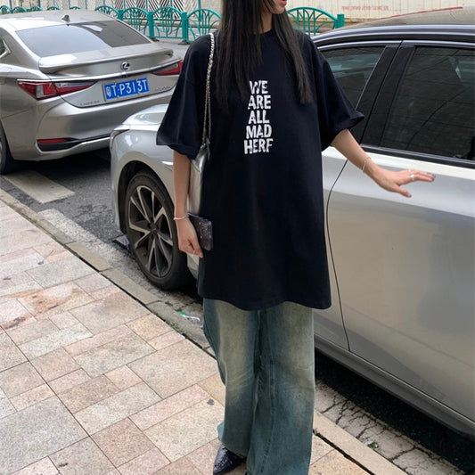 グラフィック Tシャツ レディース 韓国 ストリート ビッグシルエット T メッセージ グラフィック ビッグT