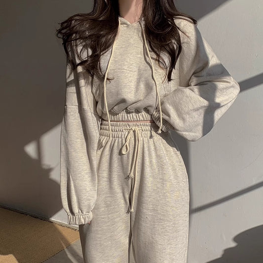 クロップド パーカー セットアップ レディース 韓国 ファッション ショート丈 トップス スウェットパンツ 上下セット