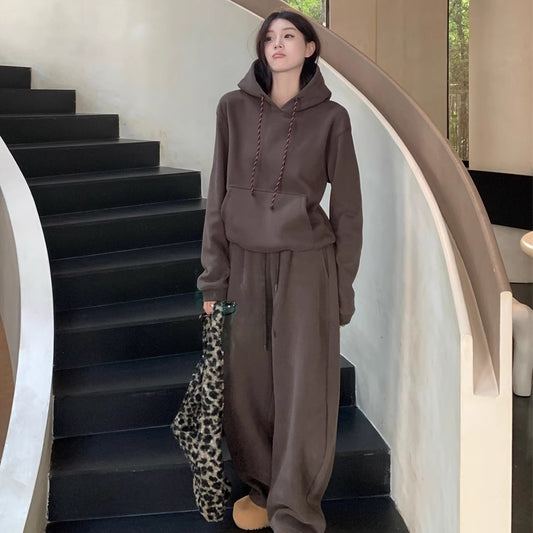 裏起毛 スウェット セットアップ レディース パーカー ワイドパンツ 上下セット 韓国 ファッション 冬 プルオーバーパーカー スウェットパンツ