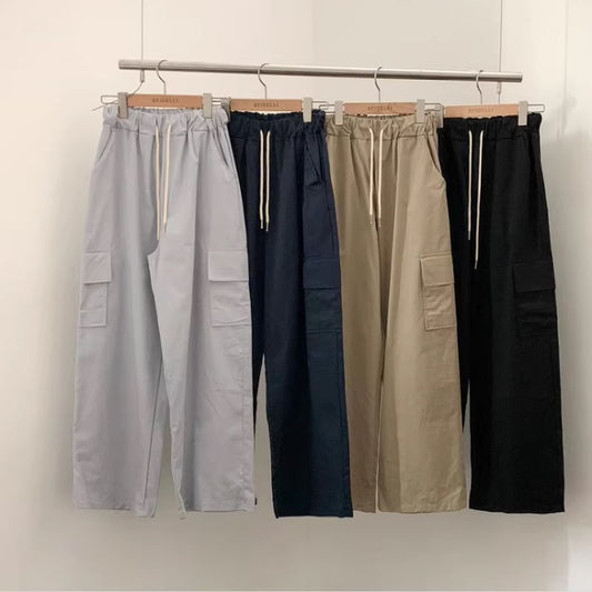 カーゴパンツ レディース 韓国 ファッション ウエスト調整 ワイドパンツ サイドポケット