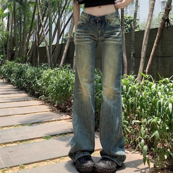 ローライズ デニムパンツ レディース 韓国 ファッション 腰履き