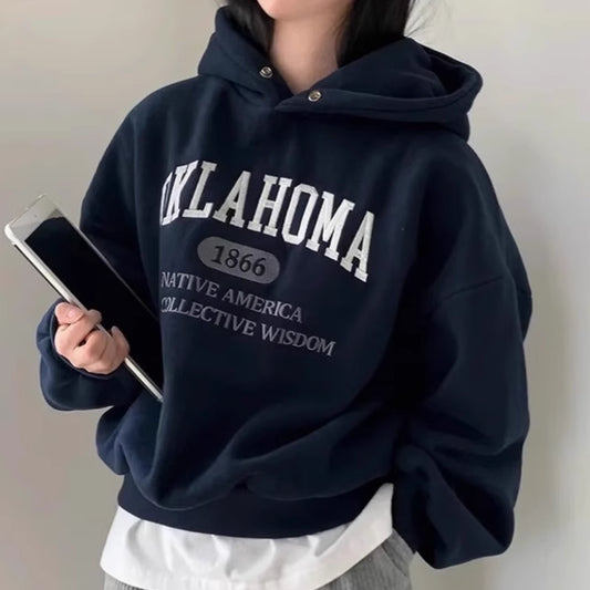 パーカー レディース プルオーバー クロップド フーディ クラシック アメカジ ロゴ 刺繍 韓国 ファッション オーバーサイズ トップス