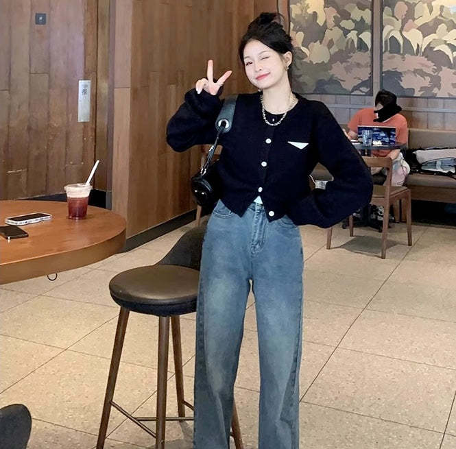 クロップド カーディガン レディース 韓国 ファッション ゆったり ワイド ショート丈 ボタン ニット