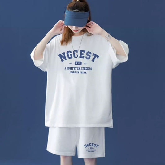 セットアップ レディース Tシャツ ハーフパンツ 上下セット スポーツウェア 韓国 ファッション ビッグシルエット ジャージセット