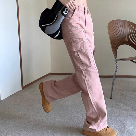 カーゴパンツ レディース 韓国 サイドポケット ペインターパンツ レギュラーフィット