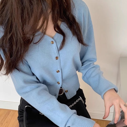 クロップド カーディガン レディース 韓国 ファッション カラー豊富 ショート丈 ニット カーディガン 秋冬 トップス