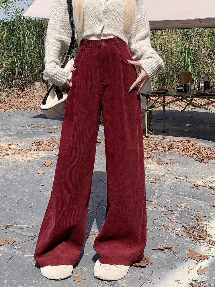 コーデュロイ ワイドパンツ レディース 韓国 ファッション タック ワイド フレアシルエット 冬パンツ